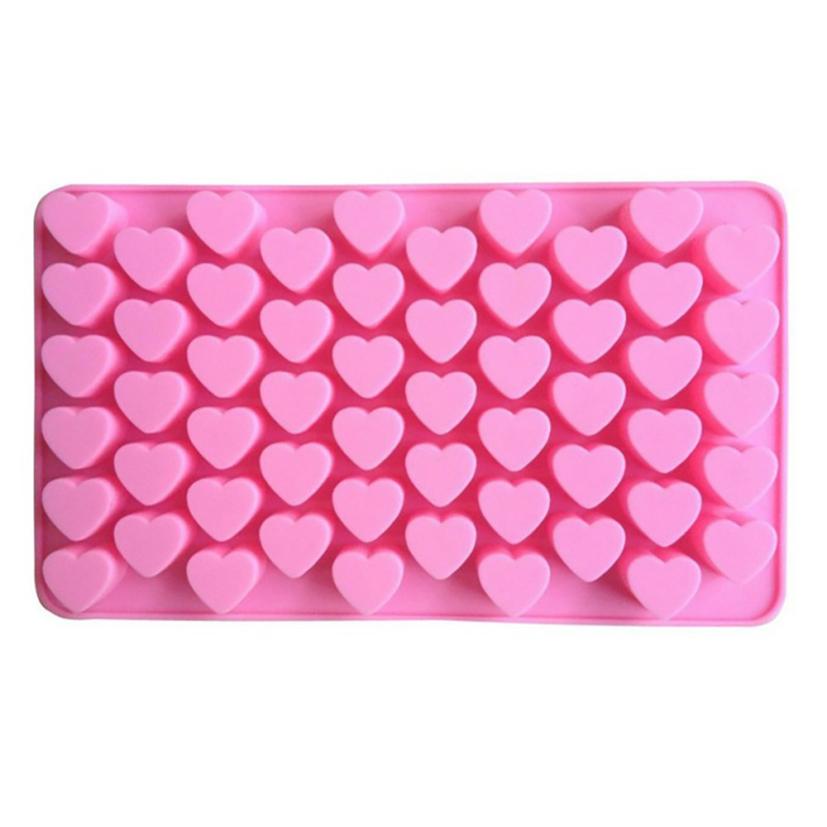 Saingace 55 Mini Cavity Silicone Cake Chocolate Candy Mould Heart Form Bake Tool DIY Home Use Pink Happy Sale ap522