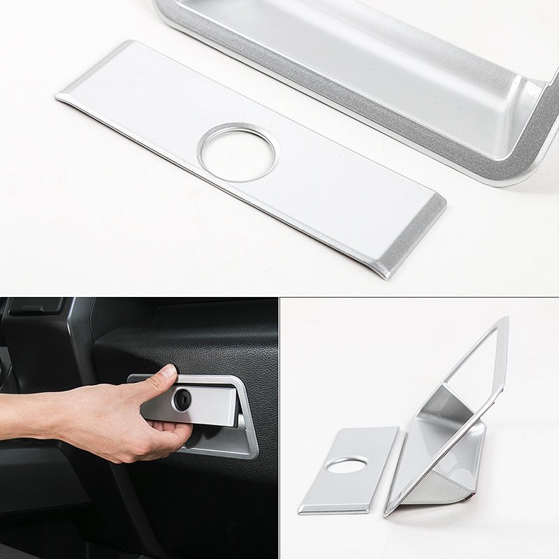 ABS Co-pilot Storage Box Handle Trim Decoration Covers For Ford F150 2015 UP Car Interior Accessories