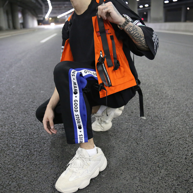 2021 Fashion Hip Hop Sleeveless Vests Men Cargo Waistcoat with Pockets Jacket New Streetwear Tactical Vest Sweatshirts