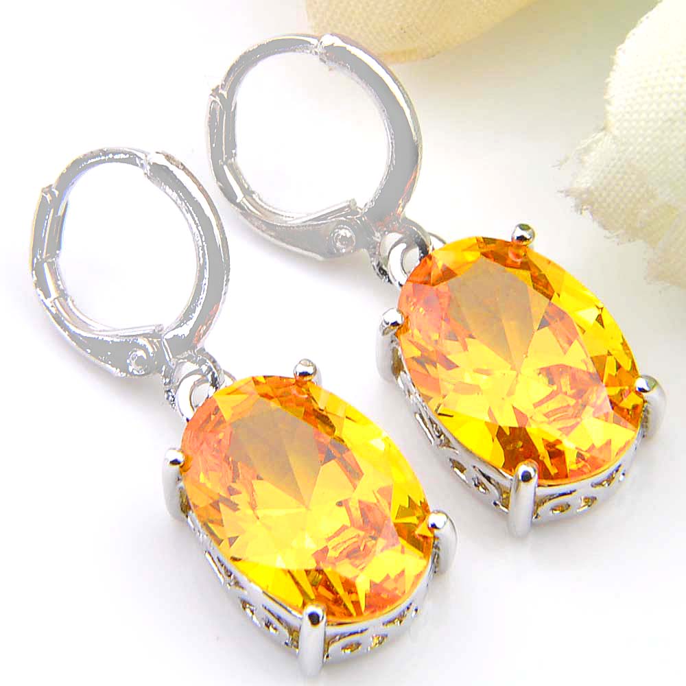 newest jewelry colorful oval morganite kunzite garnet earrings silver gorgeous for women jewelry drop earrings free