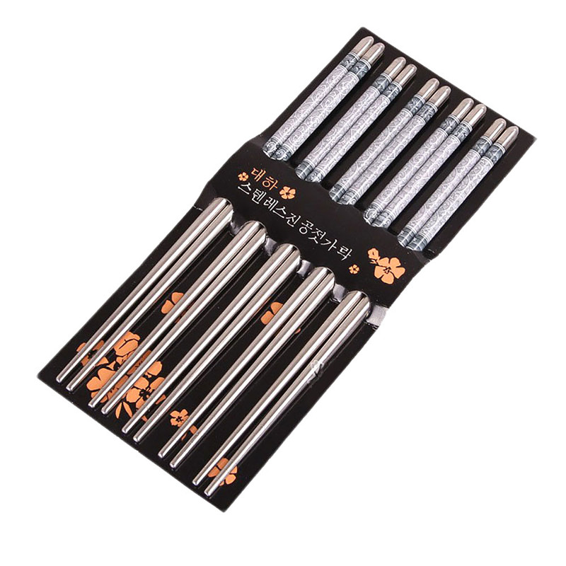 1 Pcak 5 Pairs Stainless Steel Chopsticks Exquisite Tableware Gift Portable Dinnerwar