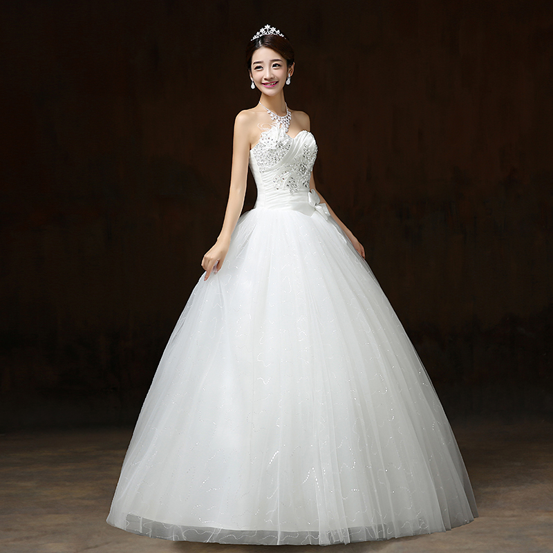 Real Photo Customizd 208 Wholesale Chinese Cheap New Korean Style Sweet Princess Diamond White Wedding Dress vestido de noiva