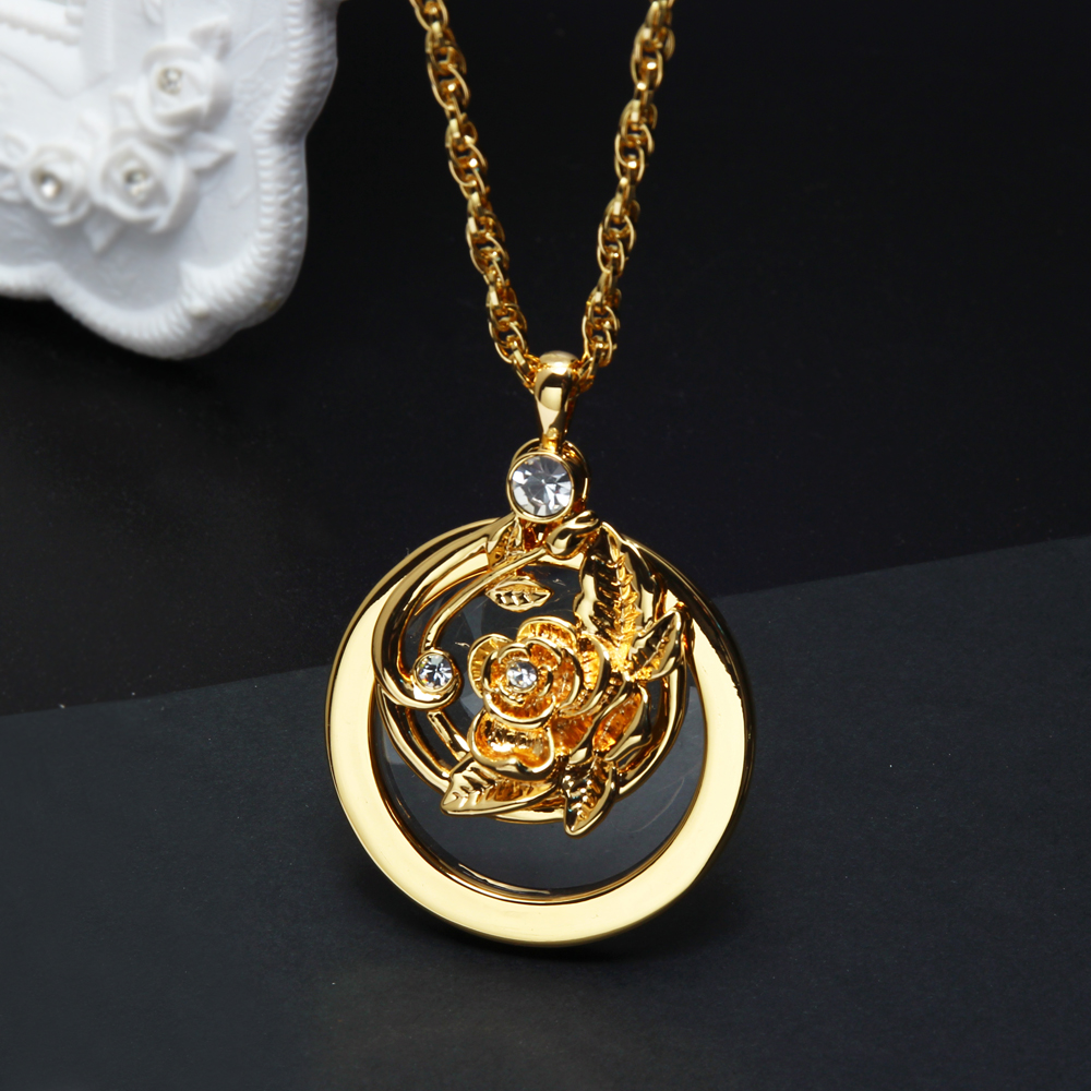 Flower design Magnifying glass necklace 2pcs parts moving pendant with chain fashion magnifying glasses for reading