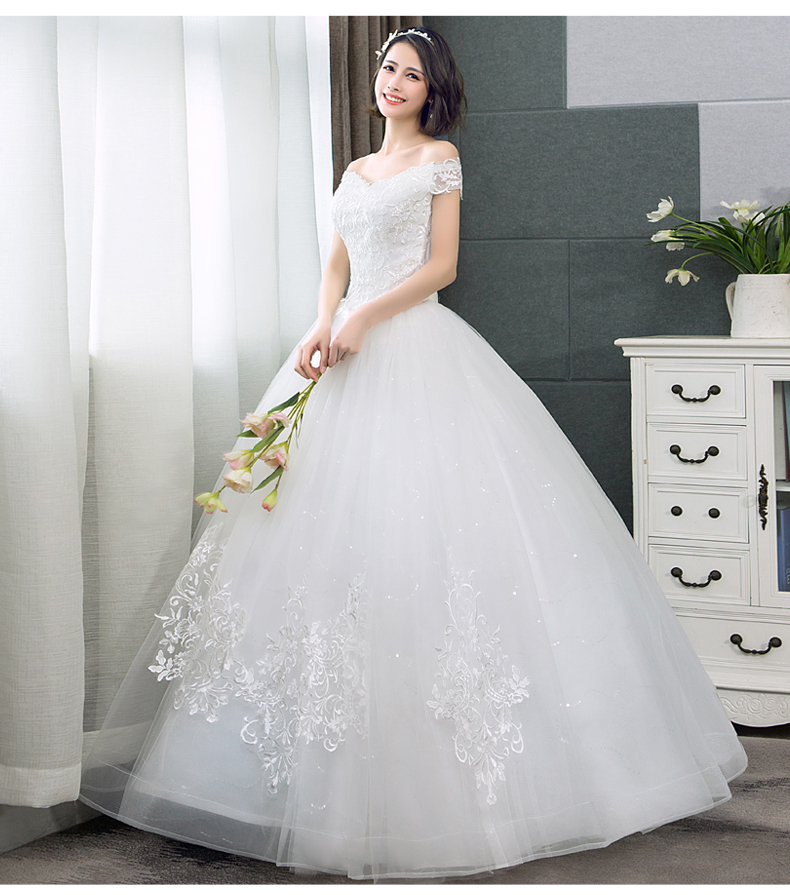 V Neck Small Shoulder Wedding Dresses Lace Up Elegant Bridal Gown Vintage Plus Size Vestido de noiva Real Photo