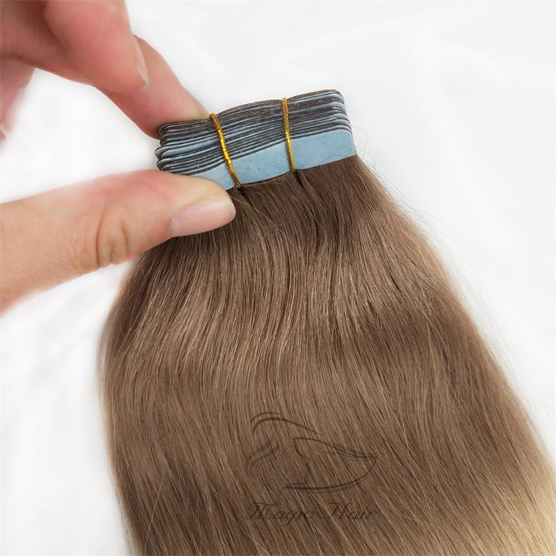 Human Virgin Hair Extensions PU Tape Remy Full Head Balayage Color #6/613 Skin Weft Vrigin Hair 50g 20PCS Hair Extensions