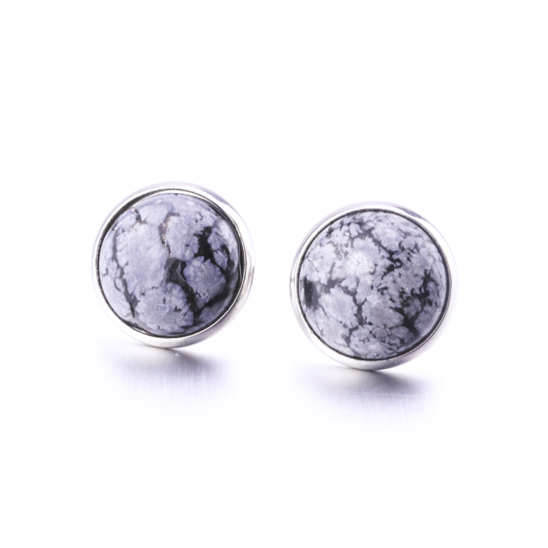 8mm 10mm 12mm Natural Stone Druzy Stud Earrings Opal Turquoise Stainless Steel Earrings for women jewelry
