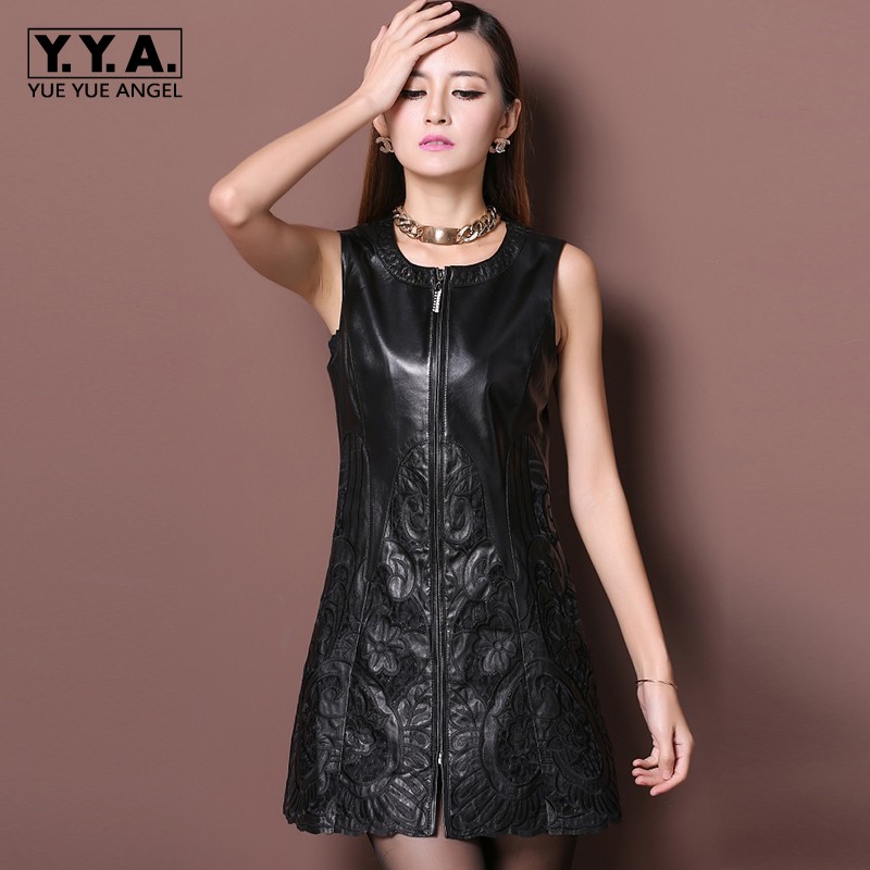 Brand New Women Floral Embroidery Dress Zipper Sleeveless Sexy Mini A Line Party Vestidos Slim Office Lady Genuine Leather Robe, Black
Brand New Women Floral Embroidery Dress Zipper Sleeveless Sexy Mini A Line Party Vestidos Slim Office Lady Genuine Leather Robe, Black