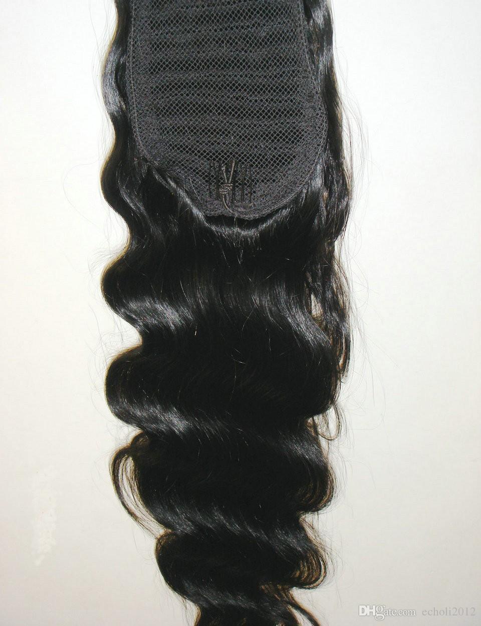 Body wave ponytail extension human hair, Drawstring Cliip in 100% Real Human Hair pony tail hairpiece for braids