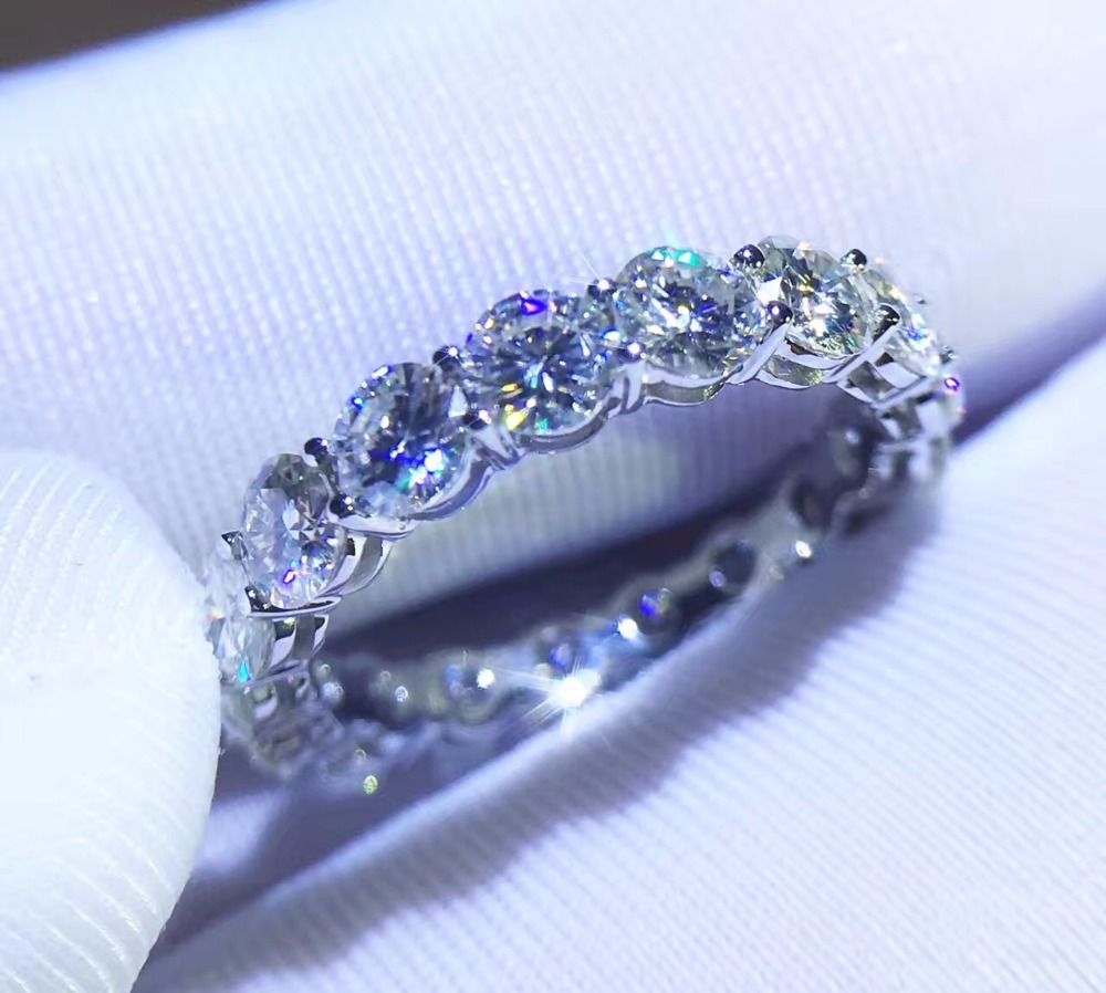 Choucong Women Wedding Couple Rings Real Sterg Sier Round Cut White Topaz CZ Dia Gemstones Promise Handmade Lady Engagement Bridal Ring Sey Gift e121