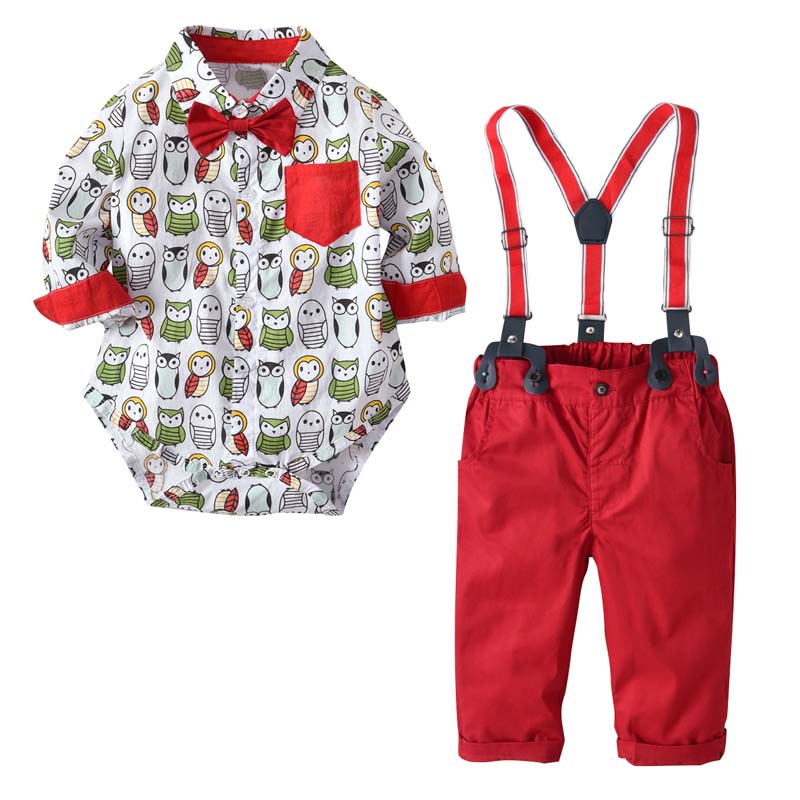 kids boy gentleman clothing set turn down collar owl & elepant print romper + pants 100% cotton boy kids spring fall clothes two pieces sets, 1 set= shirt + pants
kids boy gentleman clothing set turn down collar owl & elepant print romper + pants 100% cotton boy kids spring fall clothes two pieces sets, 1 set= shirt + pants