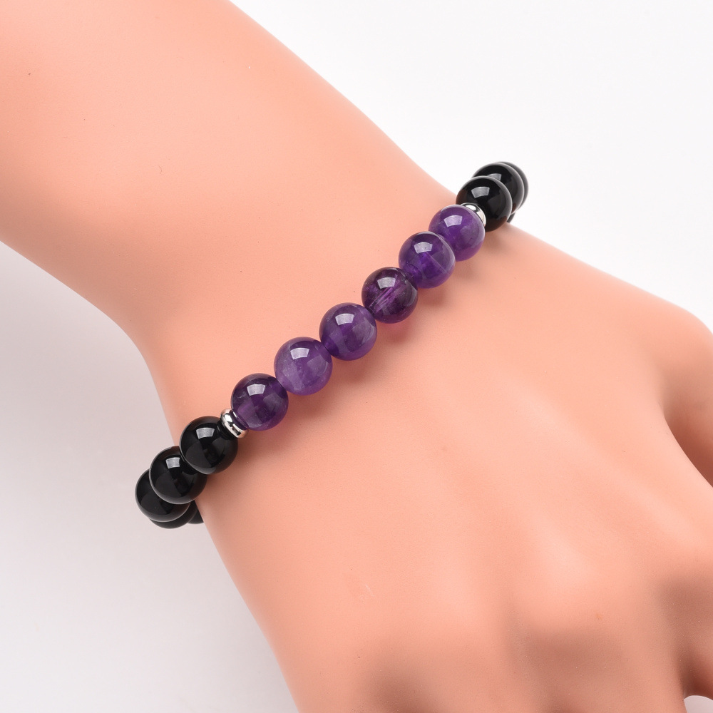 10pc/set 8MM black onyx amethyst Beads Antique Beads Energy Yoga Bead Hand Weaving Drawstring Bracelet for gift women handmade jewelry
