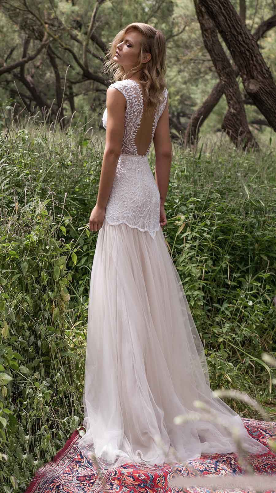 Limor Rosen 2020 Country Wedding Dresses Illusion Bodice Jewel Cap Sleeve Appliques Court Train Vintage Garden Beach Boho Bridal Gowns