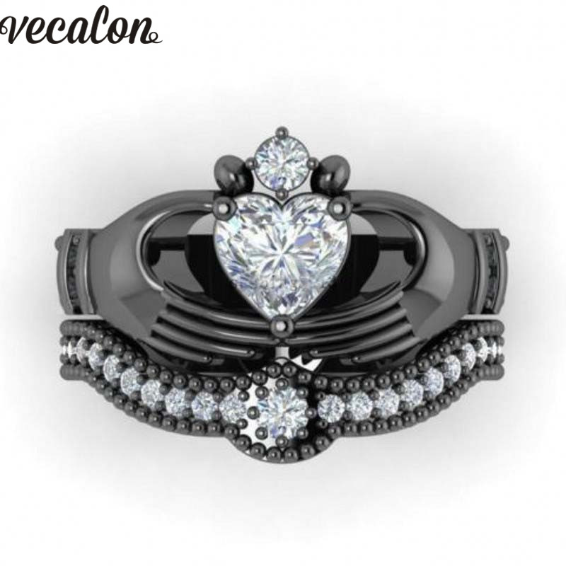 Vecalon Luxury Lovers claddagh ring 1ct Diamonique 5A Zircon Cz White gold filled Engagement wedding Band ring Set for women men
Vecalon Luxury Lovers claddagh ring 1ct Diamonique 5A Zircon Cz White gold filled Engagement wedding Band ring Set for women men
