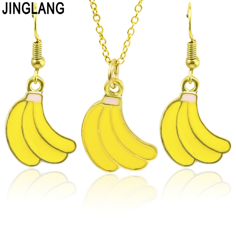 JINGLANG Romantic Banana Pattern Earrings Necklace Set Silver Color Chain Jewelry Sets Wedding Jewelry Valentine's Gift
JINGLANG Romantic Banana Pattern Earrings Necklace Set Silver Color Chain Jewelry Sets Wedding Jewelry Valentine's Gift