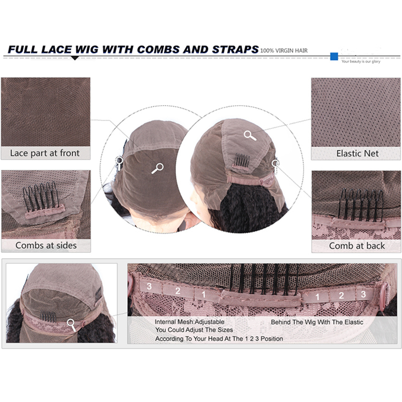 Kinky Curly Lace Front Wig Brazilian Virgin Human Hair Full Lace Wigs for Women Natural Color