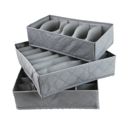 new 3 PCS/set Bamboo charcoal Non-woven Fabric Foldable Storage box underwear Organizer Bra Necktie Panties Socks Case Drawer