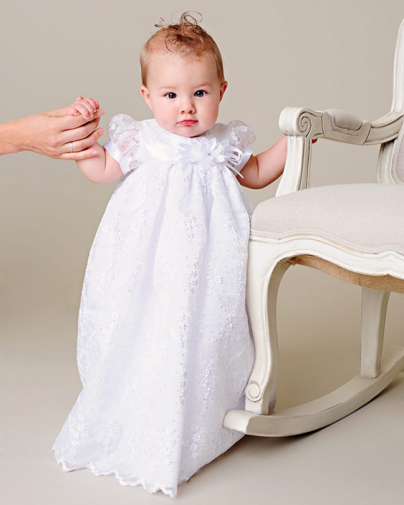 2019 Adorable Christening Dresses For Baby Girls Short Sleeve Lace Applique Beads Baptism Dress First Communication Gowns Custom Made