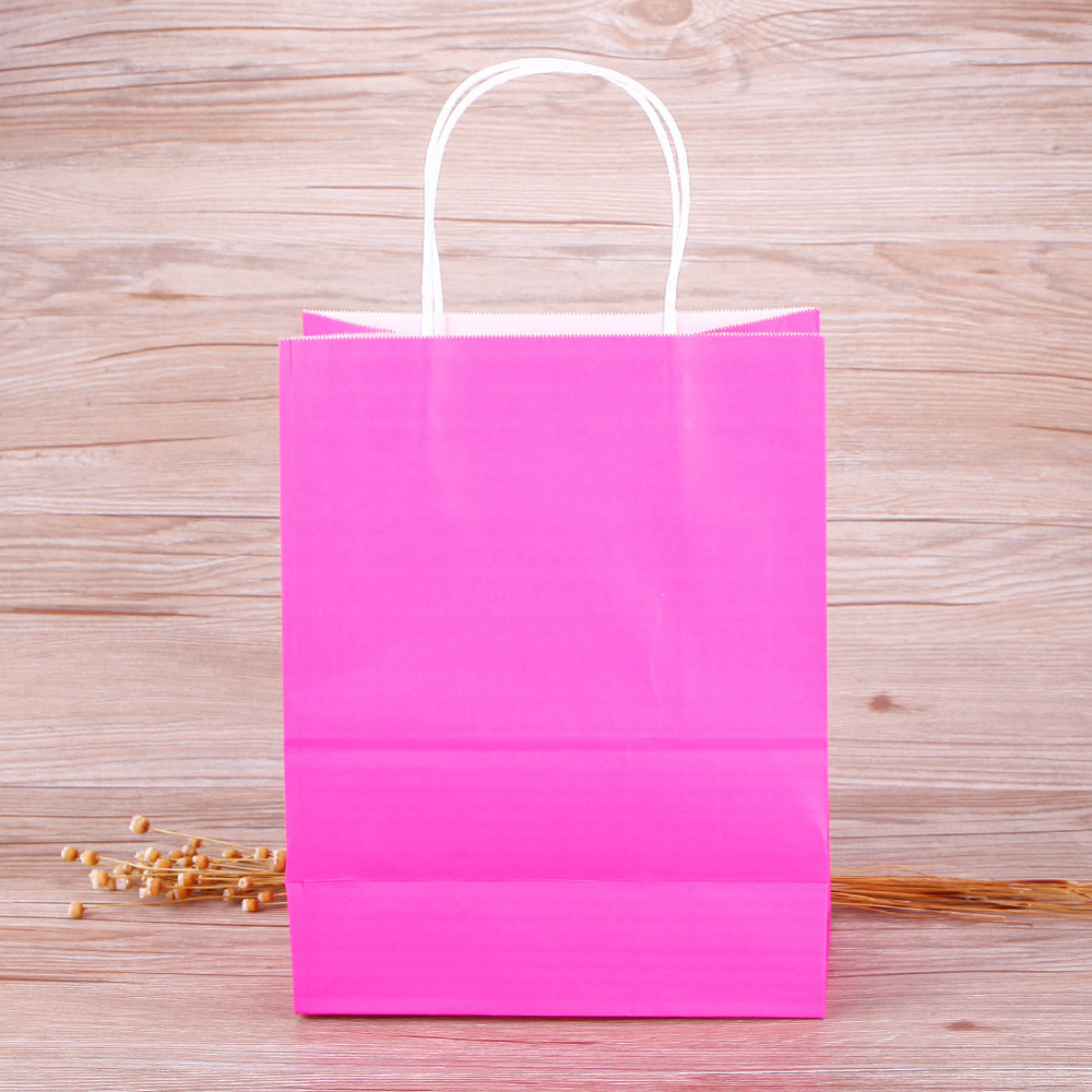 High Quality Kraft Paper packing Bag With Handles Festival Gift Bag For Wedding candy colors Paper Bags for shopping 10 colors