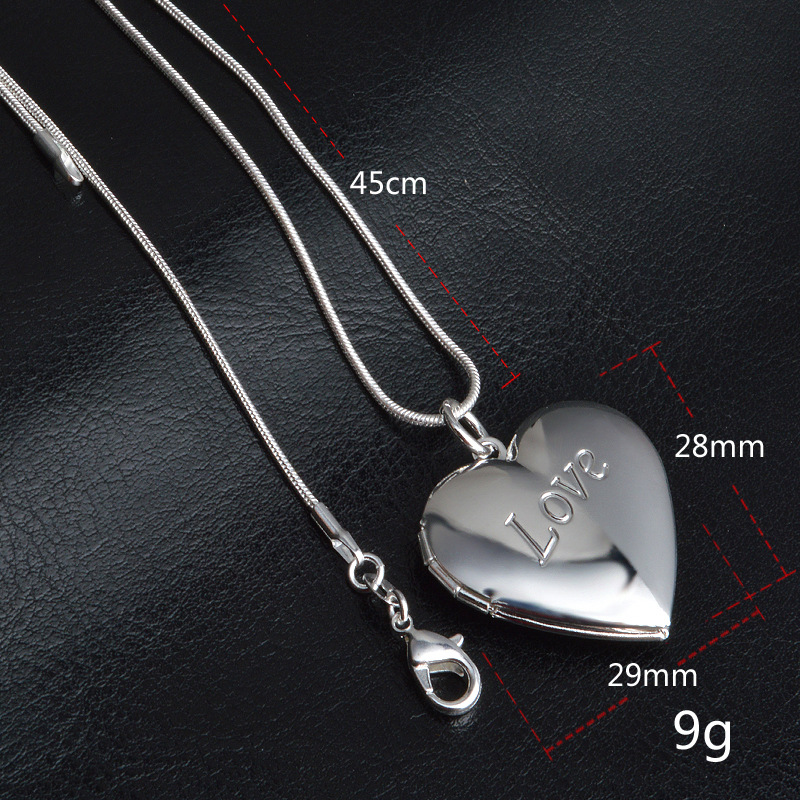 Silver Jewelry Pendant Fine LOVE Heart Shaped Box Pendant 925 jewelry silver plated Necklace Pendants Fashion gift necklace Top Quality