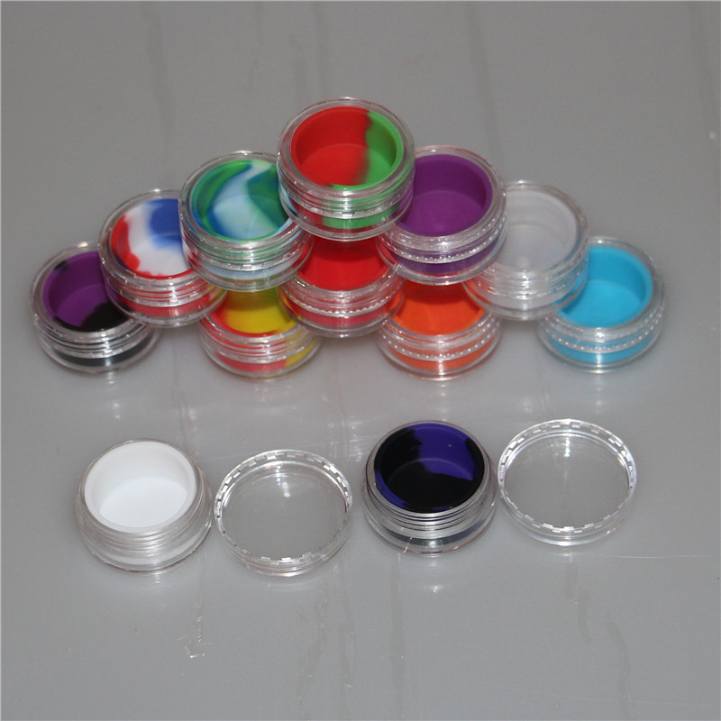 Acrylic silicon container 3ml wax concentrate silicone containers ABS non-stick dab bho oil jars tool storage jar