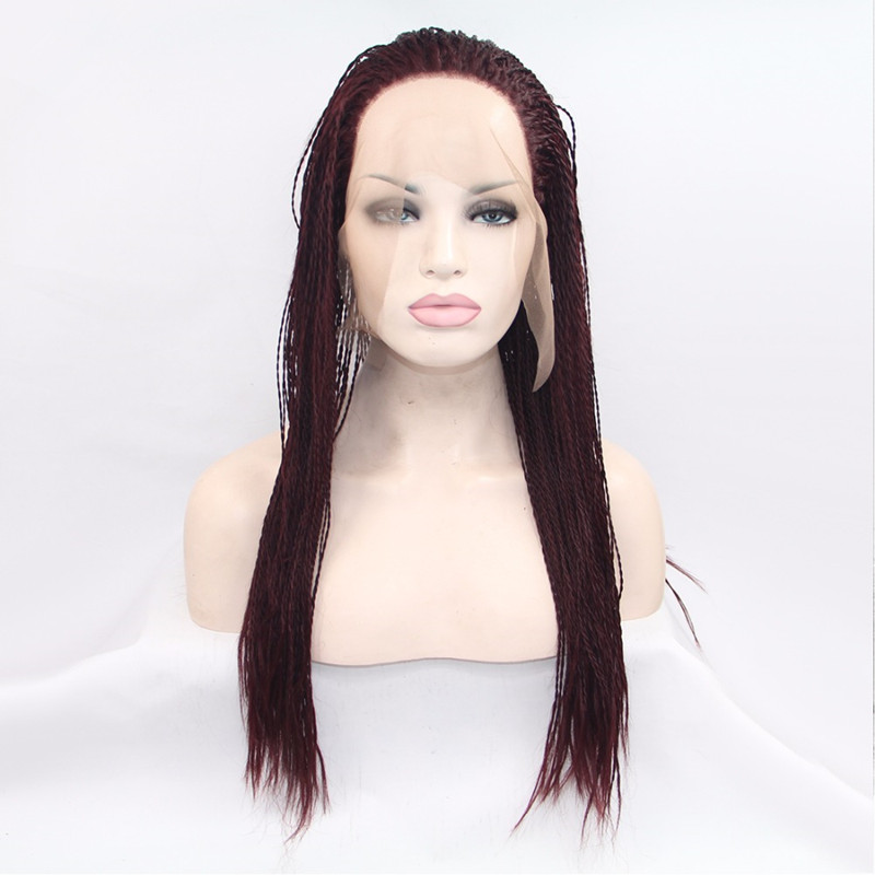 Beauty brown twist Braids wigs for black women long black lace front synthetic wig Senegalese Twist Wig for African Women