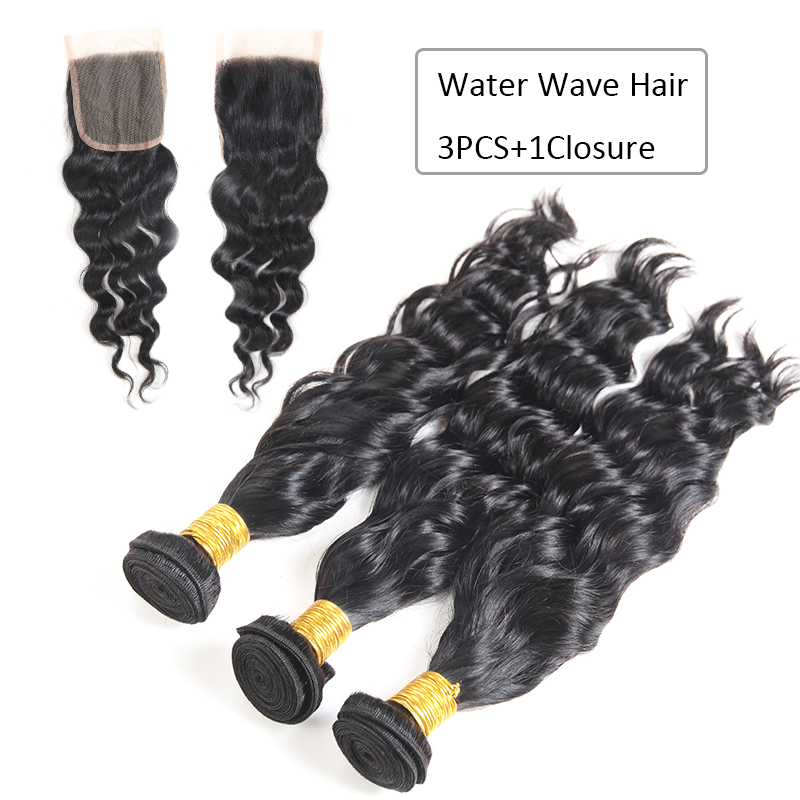 Brazilian Virgin Hair Extensions Water Deep Body Wave 3 Bundles with Closures Straight Ear to ear Lace Frontal with Bundles Brazilian Hair
