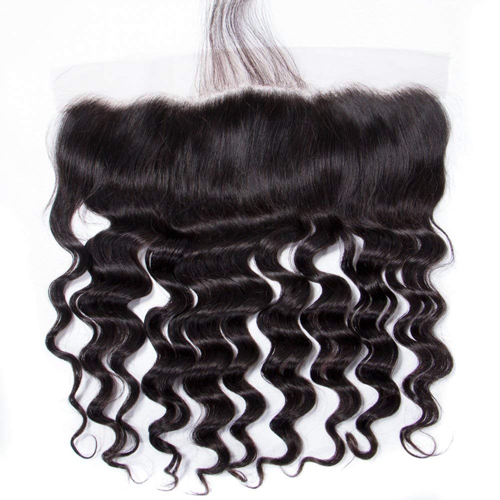 Free shipping Brazilian Loose Deep Wave 13x4 To Ear Pre Plucked Lace Frontal Closure With Baby Remy Human Hair Free Part Top Frontals