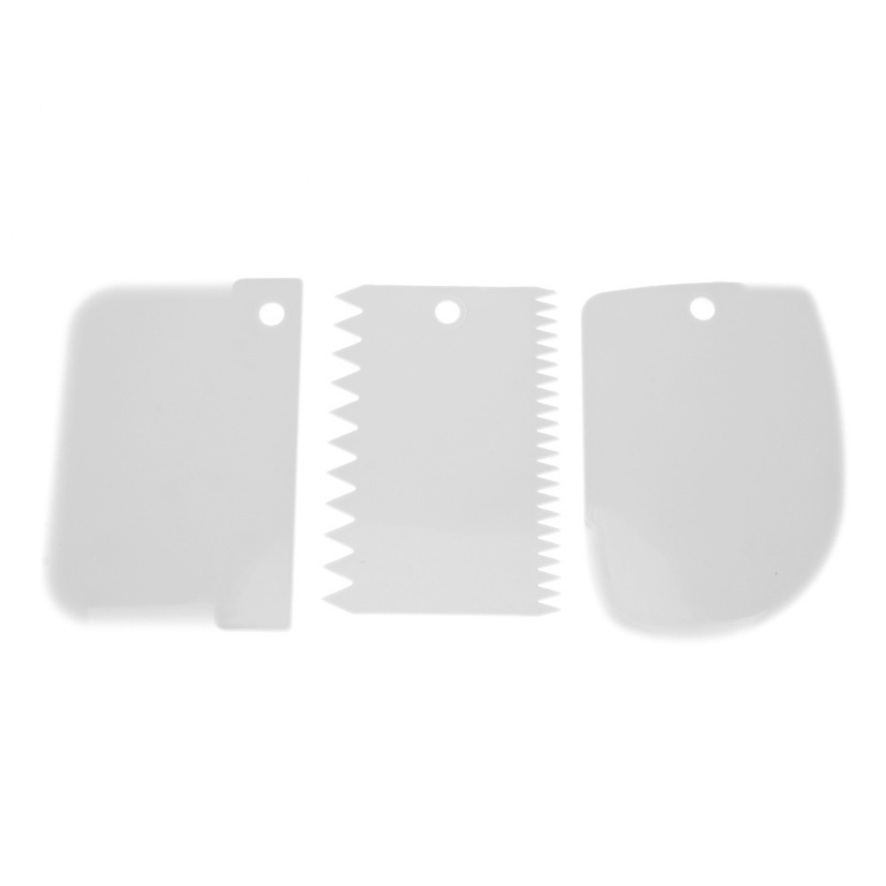 3Pcs/set Plastic Dough Knife Icing Fondant Scraper Jagged Edge Cake Spatula Baking Pastry Tools Plain Smooth Cake Paddle