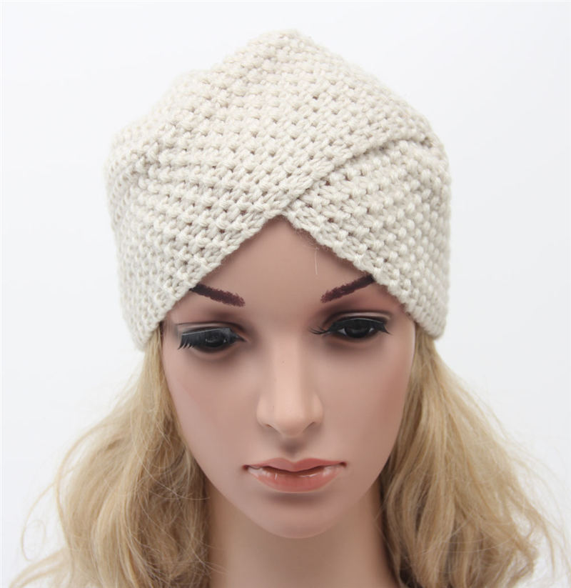 Knit Cross Ear Muff Hat Skull Caps New Beanie Autumn Winter Women turban Hats Black White drop ship 010095