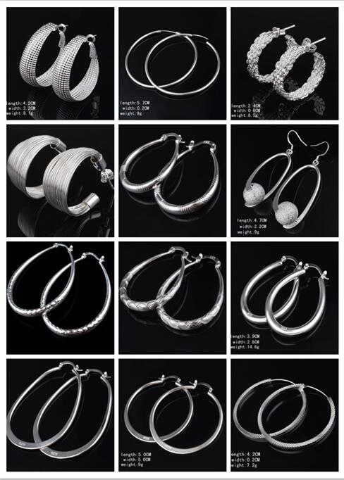 Mix style mix order 925 Silver jewelry Charming women girls Oval Round Beads Hoop Drop Earrings 30Pair Multi Choices
Mix style mix order 925 Silver jewelry Charming women girls Oval Round Beads Hoop Drop Earrings 30Pair Multi Choices