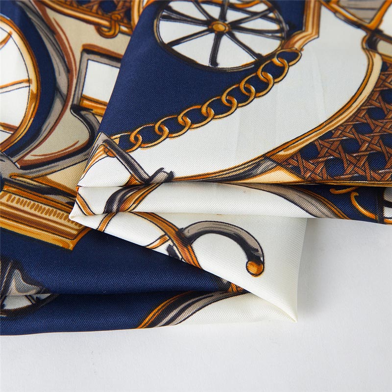 carriage print scarf Women 100% Silk Square Scarf Handmade Design Satin Foulard Femme Echarpe Small Ladies Neck Scarves 60*60CM