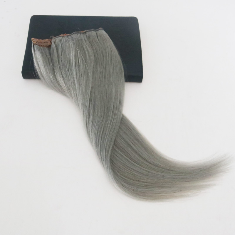 5 Clips One Piece Clip In Human Hair Extensions With Lace Straight Brazilian Virgin Hair Pure Color #Silver
