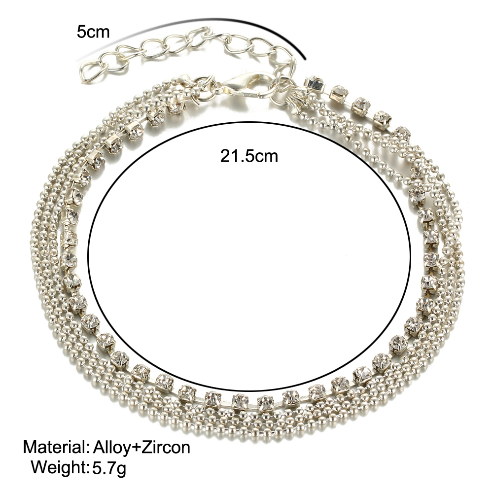 Fashion Crystal Multiple Layers Anklet Bracelets For Women Barefoot Sandals Anklets Trendy Girls Bead Chain Wedding Feet Jewelry