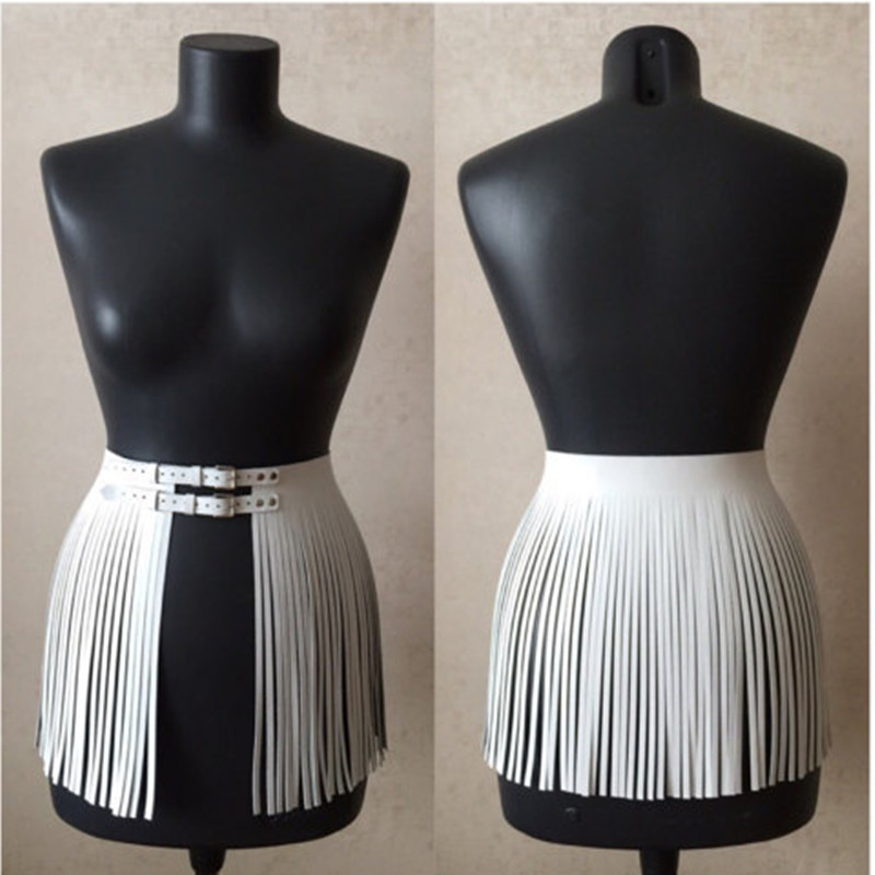 Fashion Women Adjustable Faux Leather Waistband Fringe Tassel Skirt Double Waist Belt England Stylish GPD8551 S18101807