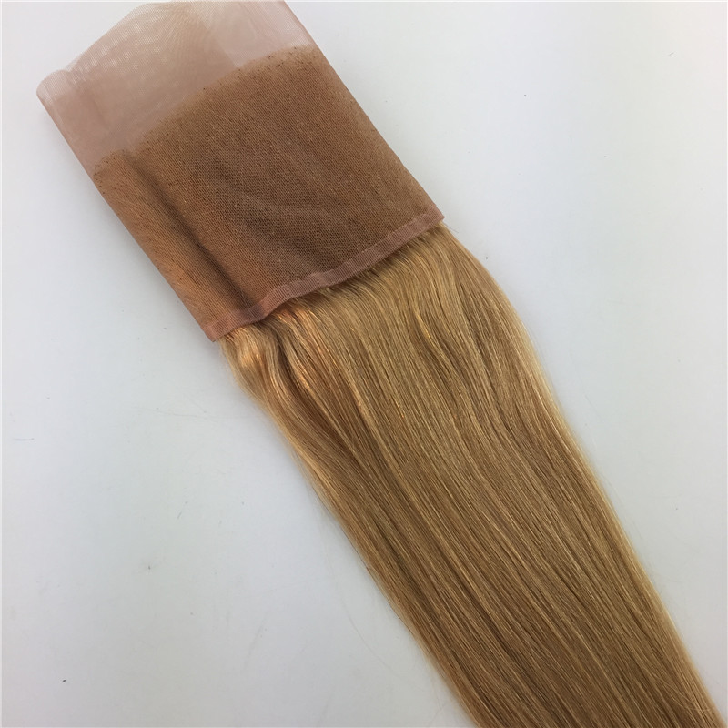 13x4 Ear To Ear Lace Frontal Closure Ombre Blonde 1B #27 Dark Root Human Virgin Hair Straight Lace Frontal Bleached Knots Free Part
