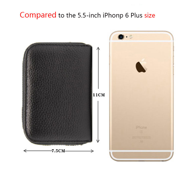 Top layer cowleather organ bag RFID antitheft female card clip man card bag multifunction zipper pocket34669138940