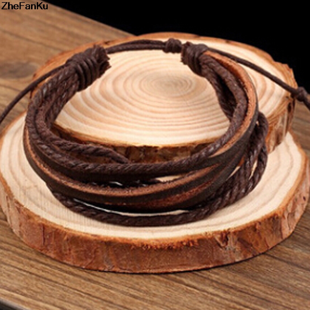 2017 Hot Sale Mens Bracelet Woven Leather Bracelet Hand Made Leather Rope Bracelets & Bangles With Braided Rope For Women/Men