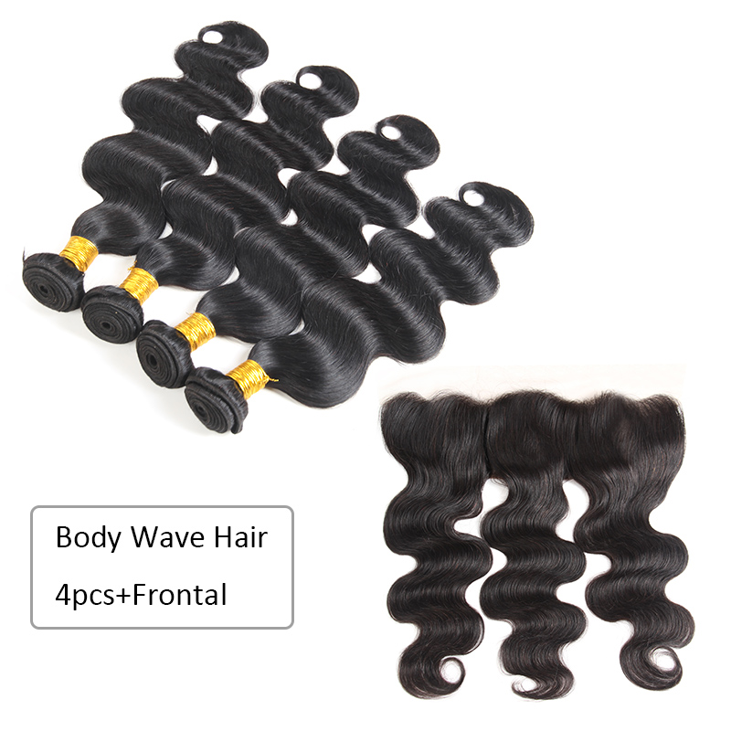 Brazilian Virgin Hair Straight 4 Bundles with Frontal Body Water Deep Wave Human Virgin Hair with Closure Kinky Curly Human Hair Extensions