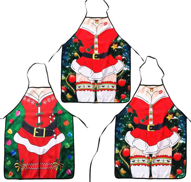 Christmas Aprons for Adults Dinner Party Cooking Apron Ladies Men Sexy Aprons Kitchen Accessories New Year Supplies