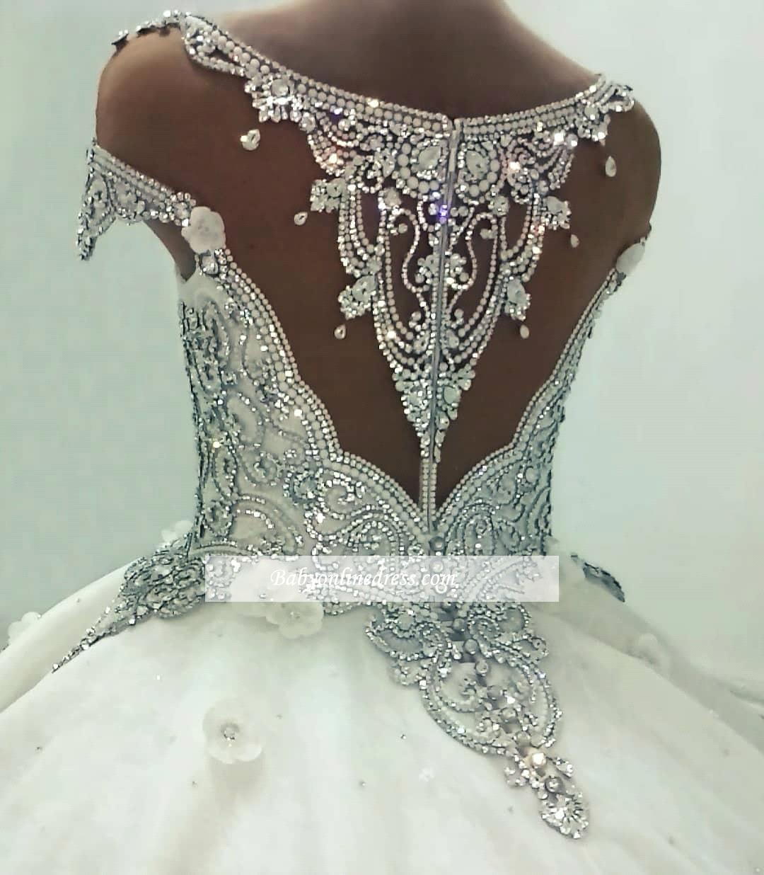 Sheer 2019 Elegant Cap Sleeves A E Dresses Tulle Lace Applique Crystals Court Train Garden Wedding Bridal Gowns Bc0019 Pplique