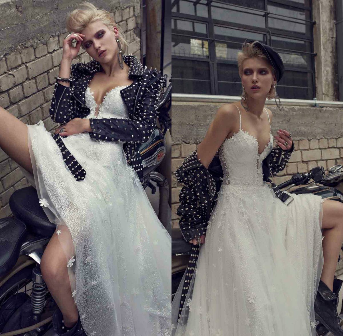 Pnina Tornai A Line Beach Wedding Dresses Spaghetti Lace Applique Backless Sweep Train Sexy Wedding Gowns Illusion Beaded Lace Bridal Dress