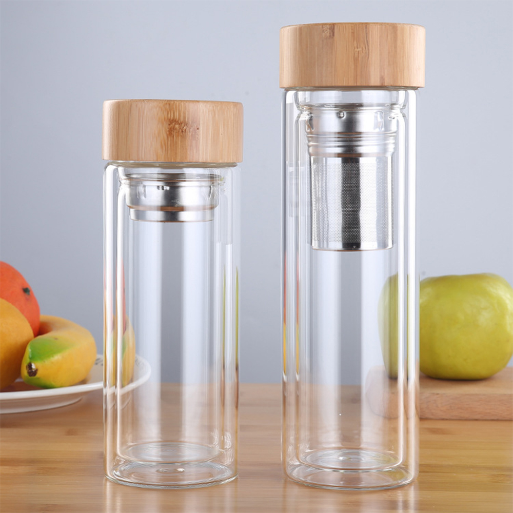 350ml 450ml glass Water bottles for dink tea with infuser bamboo lid Double Wall Bottle for water brief Portable outdoor C18110301
350ml 450ml glass Water bottles for dink tea with infuser bamboo lid Double Wall Bottle for water brief Portable outdoor C18110301