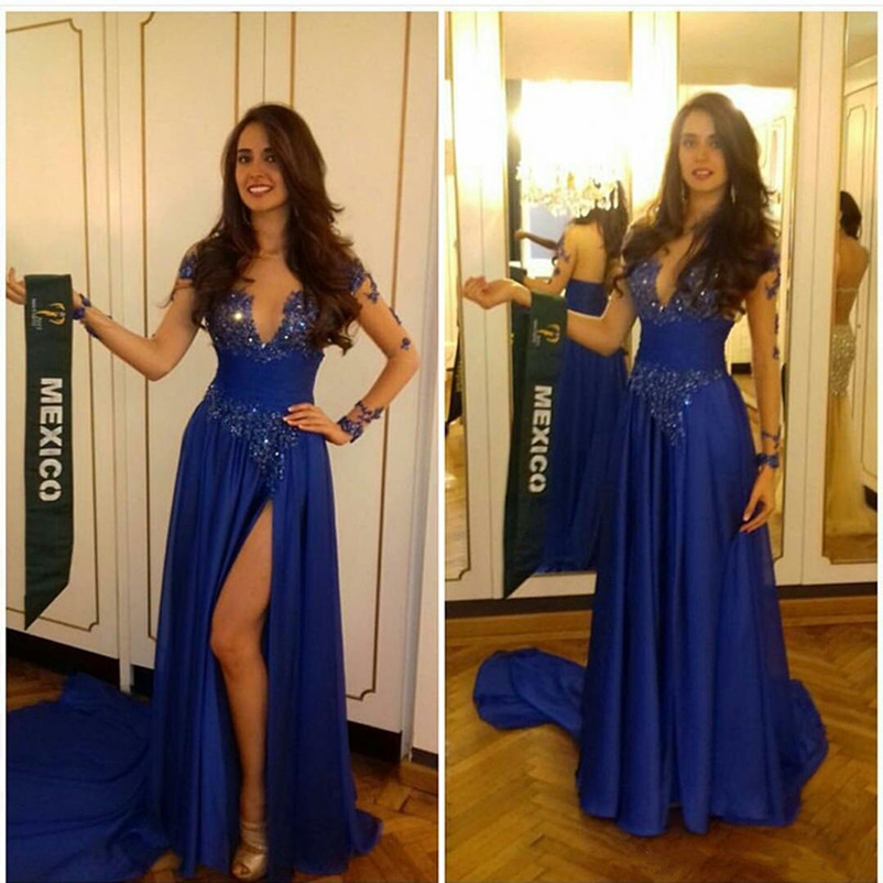 Blue Split Shining Crystal Beaded Prom Dresses Illusion Jewel Long Sleeves Formal Gowns Custom Made Prom Party Dress, Sage
Blue Split Shining Crystal Beaded Prom Dresses Illusion Jewel Long Sleeves Formal Gowns Custom Made Prom Party Dress, Sage