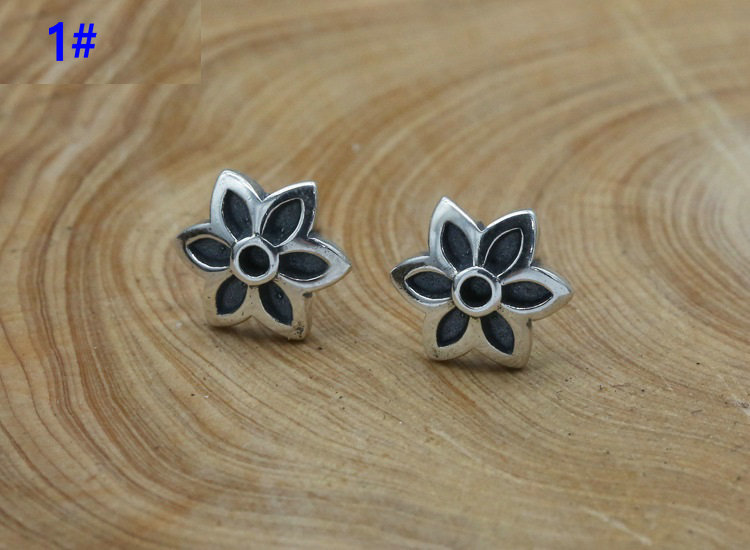 2018 new 925 sterling silver cherry blossom stud earrings antique silver hand-made designer jewelry earrings 5 colors for women