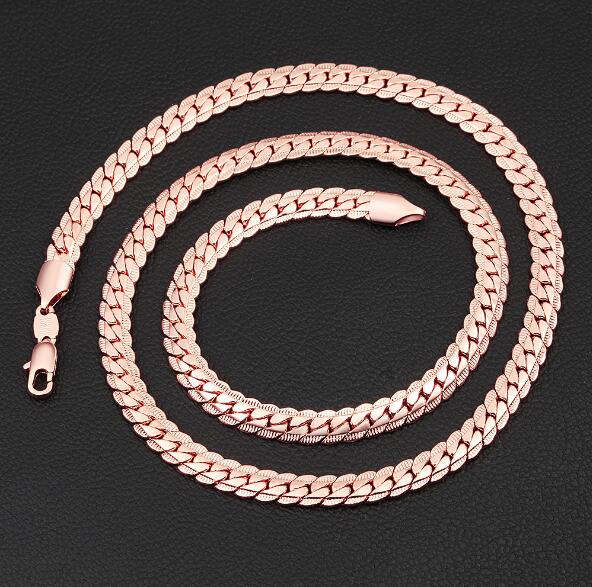 6 mm1832 inch Luxury mens womens Jewelry 18KGP Rose Gold plated chain necklace for men women chains Necklaces accessories hip ho