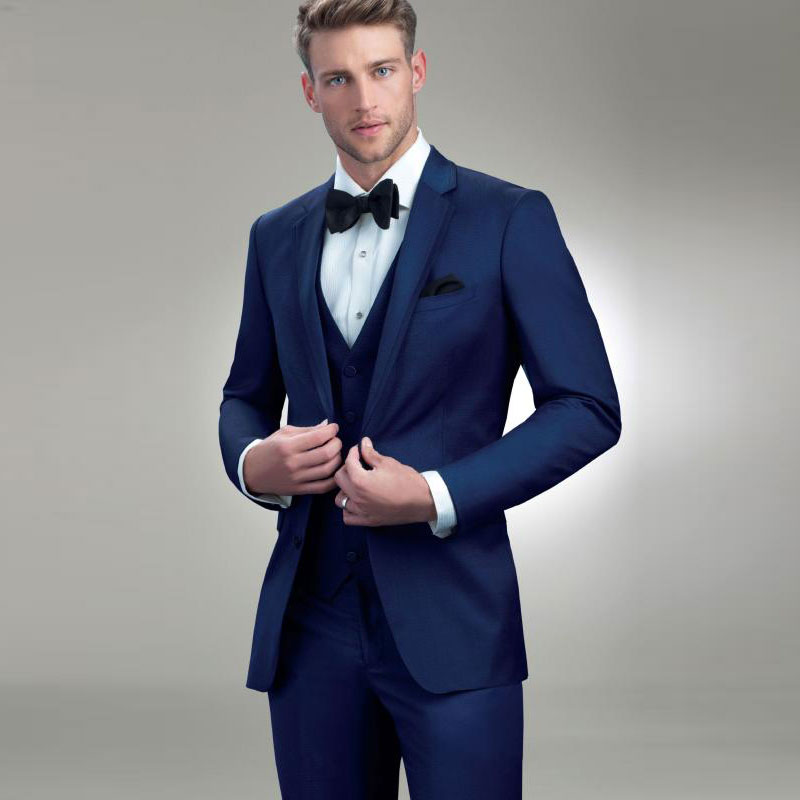 Hot Sale Mens Suits Slim Fit Groomsmen Wedding Tuxedos Notched Lapel Groom Suit Custom Made Formal Blazers Jacket+Pants+Vest