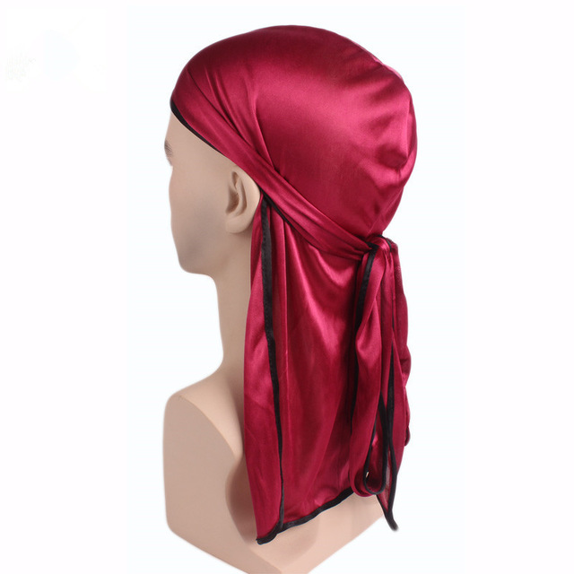 New Satin Long Tail Head Cap Elastic Bandanas Headwrap Men Women Chemotherapy Hat Silky Headbands