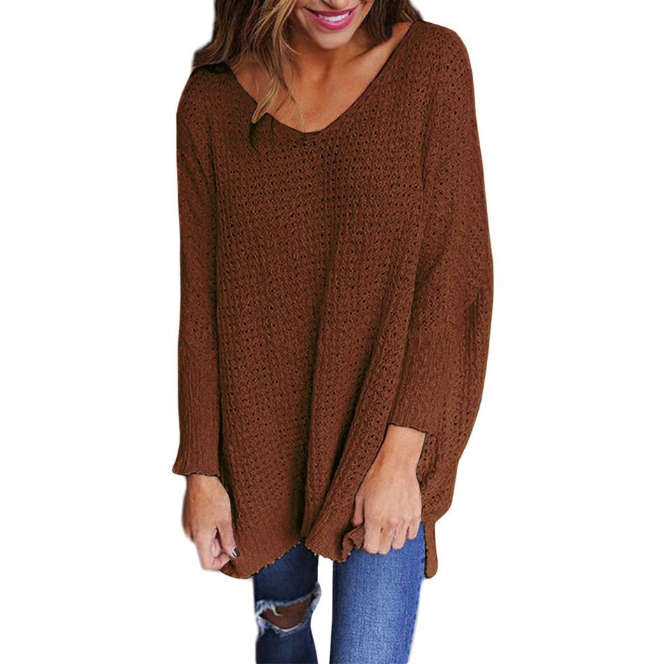 Solid color V-neck sweater loose large size sweater women white pink red gray green black support mixed batch