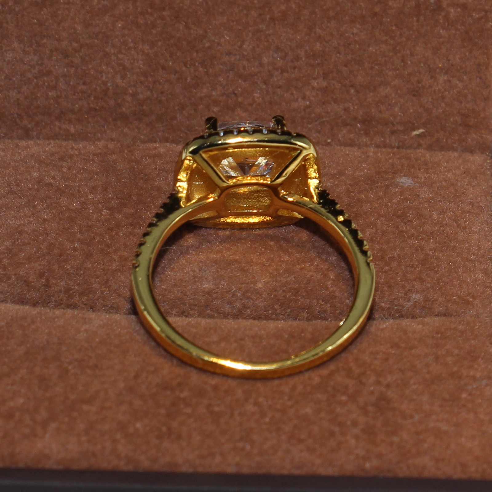 Sterg Sier Yellow Gold Topaz Pave Band Ring for Women