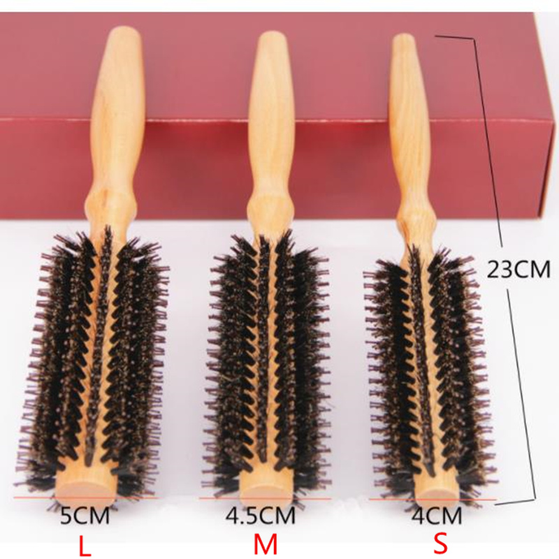 Curly Hair Comb High Quality Wood Handle Natural Boar Bristle Hair Brush Fluffy Comb Hairdressing fast shipping F1643